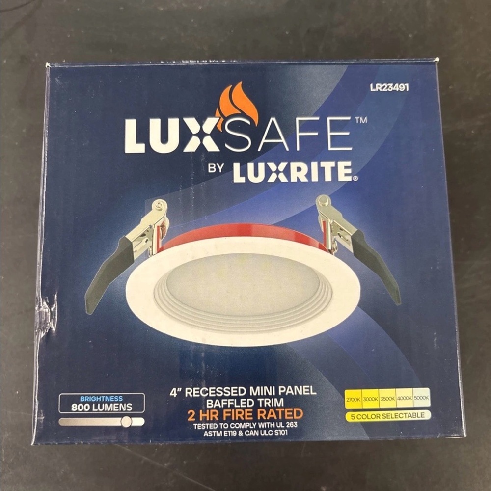 Luxrite LUXSAFE 4” LED Recessed Downlight 10W Fire Rated Dimmable 800 Lumens